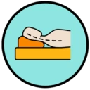 Et ikon, der forestiller en, der sover på ryggen