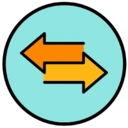 Et ikon med to pile, der viser to sider.