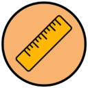 Et ikon, der forestiller en lineal, som indikerer mangel på forskellige størrelser og dimensioner.