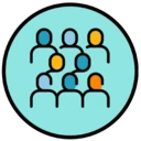 Et ikon, der viser forskellige grupper af mennesker