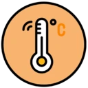 Et ikon, der viser dårlig termoregulering og overophedning.